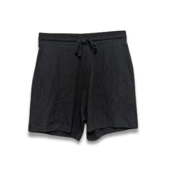 ASOS Casual Shorts Pull On Drawstring Elastic Waist Waffle Knit M Black S NWT - Picture 1 of 11